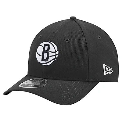 Men's New Era Black Brooklyn Nets 9FORTY Stock M-Crown Adjustable Hat