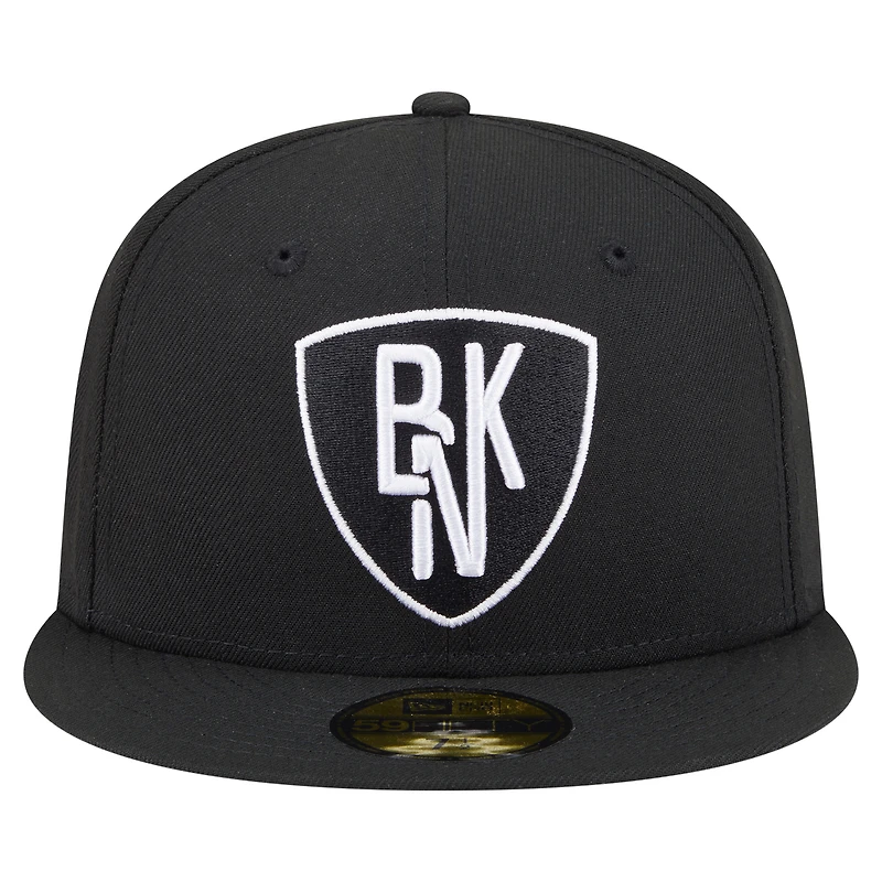 Men's New Era  Black Brooklyn Nets Deceptor 59FIFTY Fitted Hat