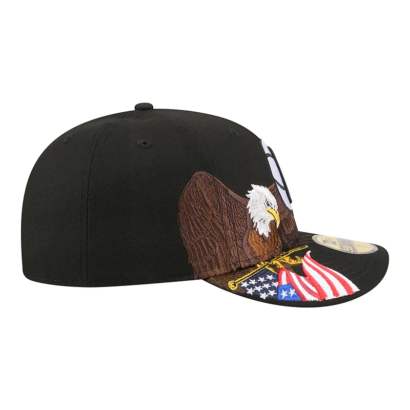 Men's New Era Black Brooklyn Nets Freedom Pre-Curved 59FIFTY Fitted Hat