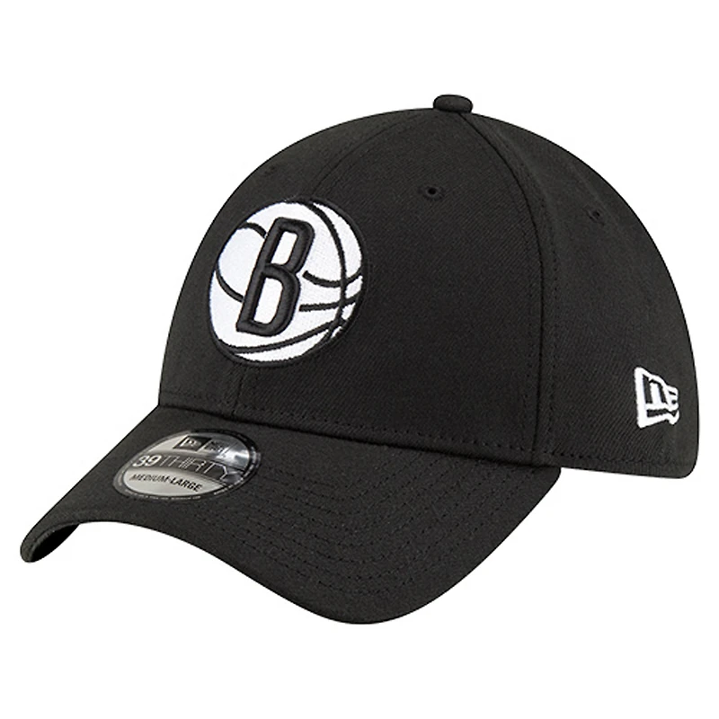 Men's New Era Black Brooklyn Nets Logo 39THIRTY Flex Hat
