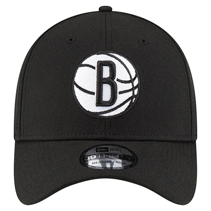 Men's New Era Black Brooklyn Nets Logo 39THIRTY Flex Hat