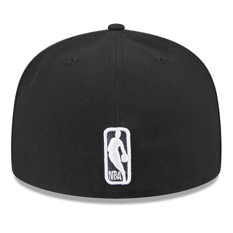 Casquette ajustée 59Fifty passepoilée et floquée noire Brooklyn Nets New Era pour hommes