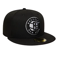 Men's New Era  Black Brooklyn Nets Team 59FIFTY Fitted Hat