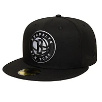 Casquette ajustée New Era noire Brooklyn Nets Team 59FIFTY pour homme