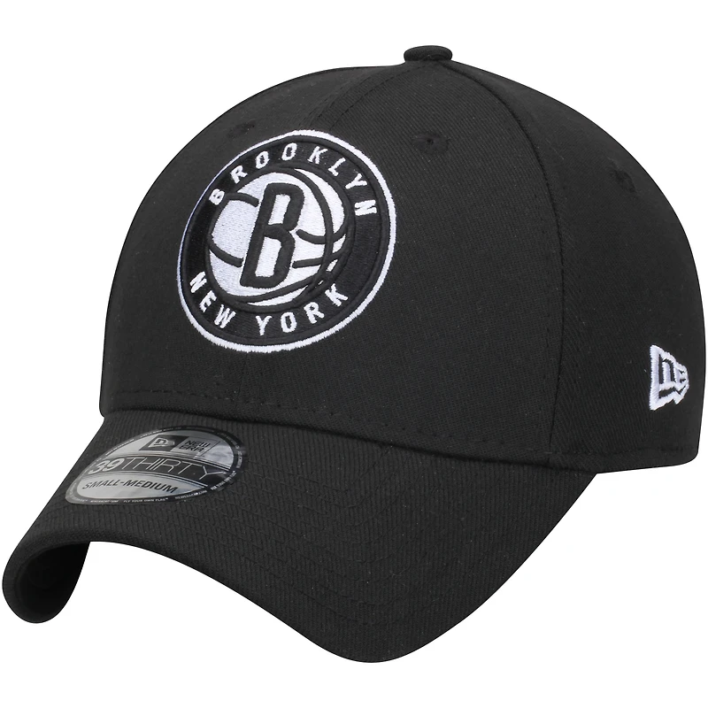 Casquette New Era noire Brooklyn Nets Team Classic 39THIRTY Flex pour homme
