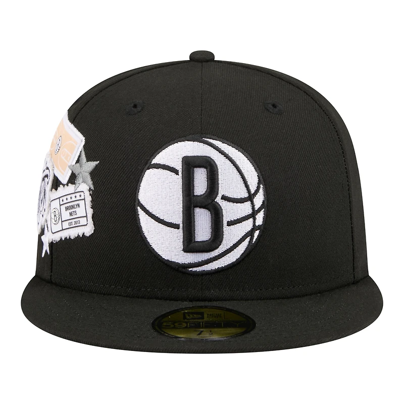 Men's New Era Black Brooklyn Nets Team Collage 59FIFTY Fitted Hat