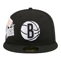 Men's New Era  Black Brooklyn Nets Team Collage 59FIFTY Fitted Hat