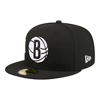 Casquette ajustée New Era 59FIFTY noire Brooklyn Nets Team Collage pour homme