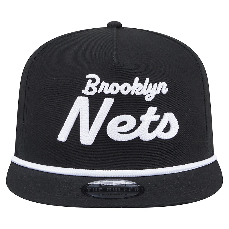 Casquette snapback noire New Era pour homme avec texte de l'équipe des Brooklyn Nets