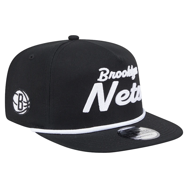 Casquette snapback noire New Era pour homme avec texte de l'équipe des Brooklyn Nets
