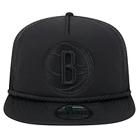 Men's New Era Black Brooklyn Nets Tone Foam Meshback Golfer Snapback Hat