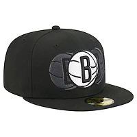 Men's New Era  Black Brooklyn Nets Tri-Hit 59Fifty Fitted Hat