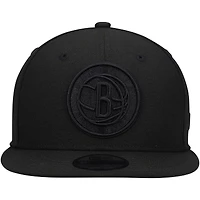 Men's New Era Brooklyn Nets Black On Black 9FIFTY Snapback Hat