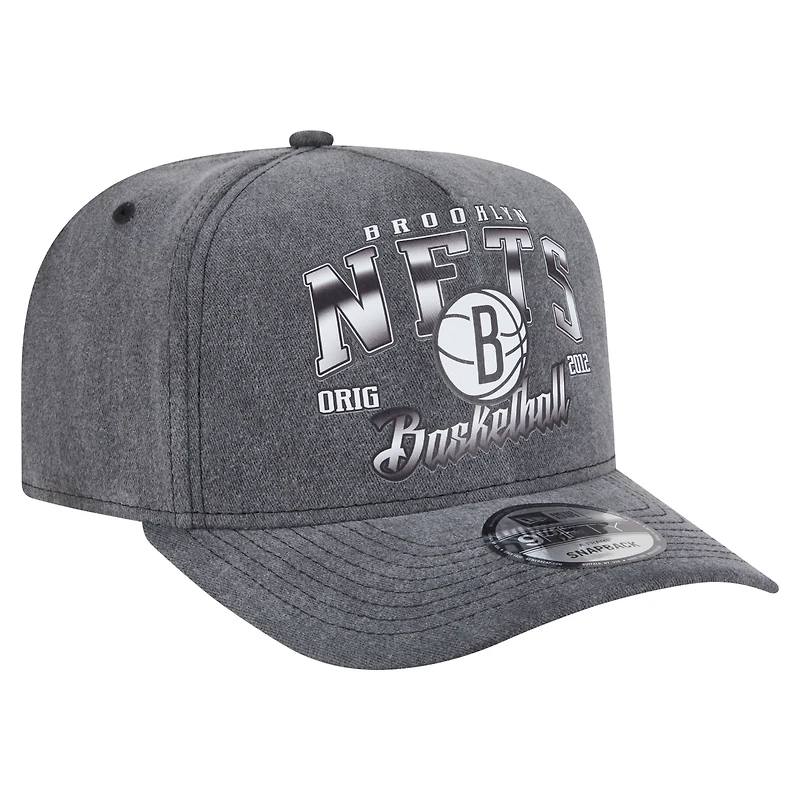 Casquette snapback pré-courbée 9FIFTY des Brooklyn Nets de New Era pour homme, couleur anthracite