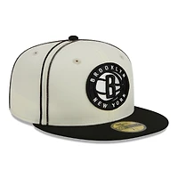 Casquette ajustée 59FIFTY 2 tons New Era crème/noir Brooklyn Nets pour hommes