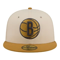 Men's New Era Cream/Tan Brooklyn Nets Two-Tone Color Pack 59FIFTY Fitted Hat