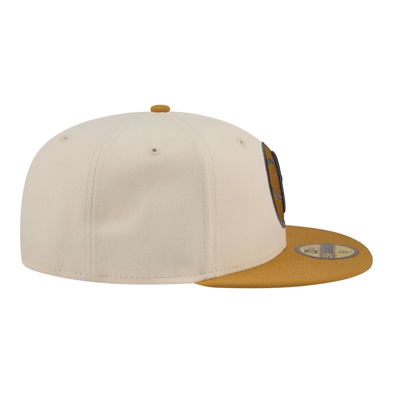 Men's New Era Cream/Tan Brooklyn Nets Two-Tone Color Pack 59FIFTY Fitted Hat