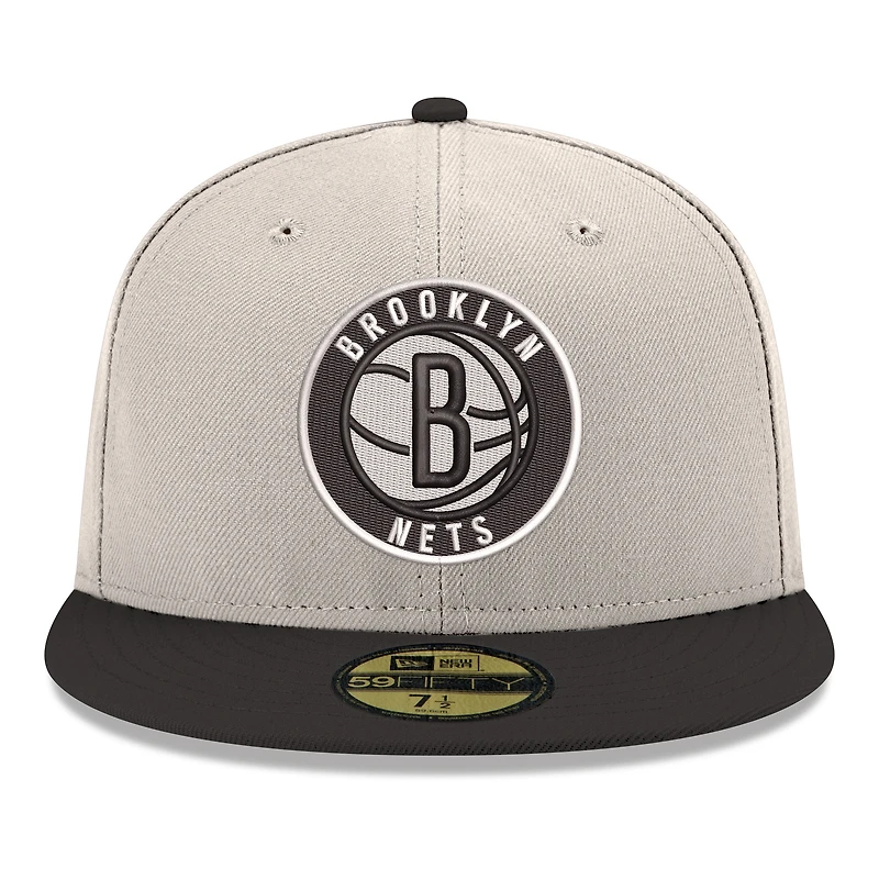 Men's New Era  Gray/Black Brooklyn Nets Chrome 59FIFTY Fitted Hat