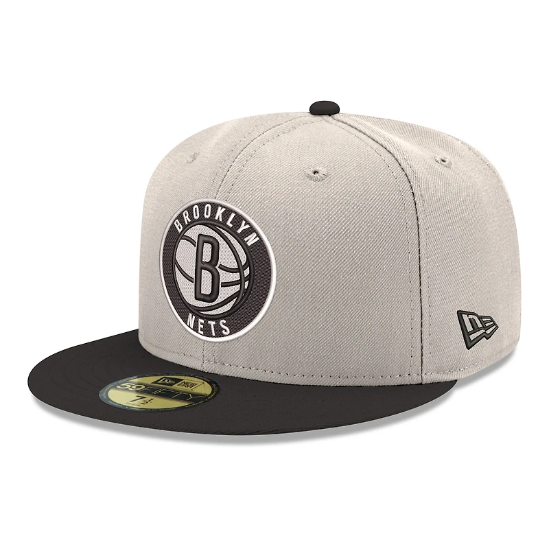 Men's New Era Gray/Black Brooklyn Nets Chrome 59FIFTY Fitted Hat