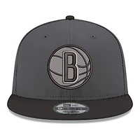 Men's New Era Gray/Black Brooklyn Nets Logo 2-Tone 9FIFTY Snapback Hat