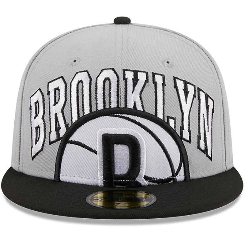 Men's New Era Gray/Black Brooklyn Nets Tip-Off Two-Tone 59FIFTY Fitted Hat