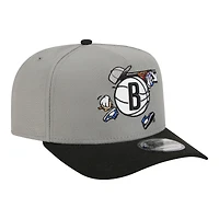 Men's New Era  Gray Brooklyn Nets Injection Cartoon Logo A-Frame 9FIFTY Adjustable Hat