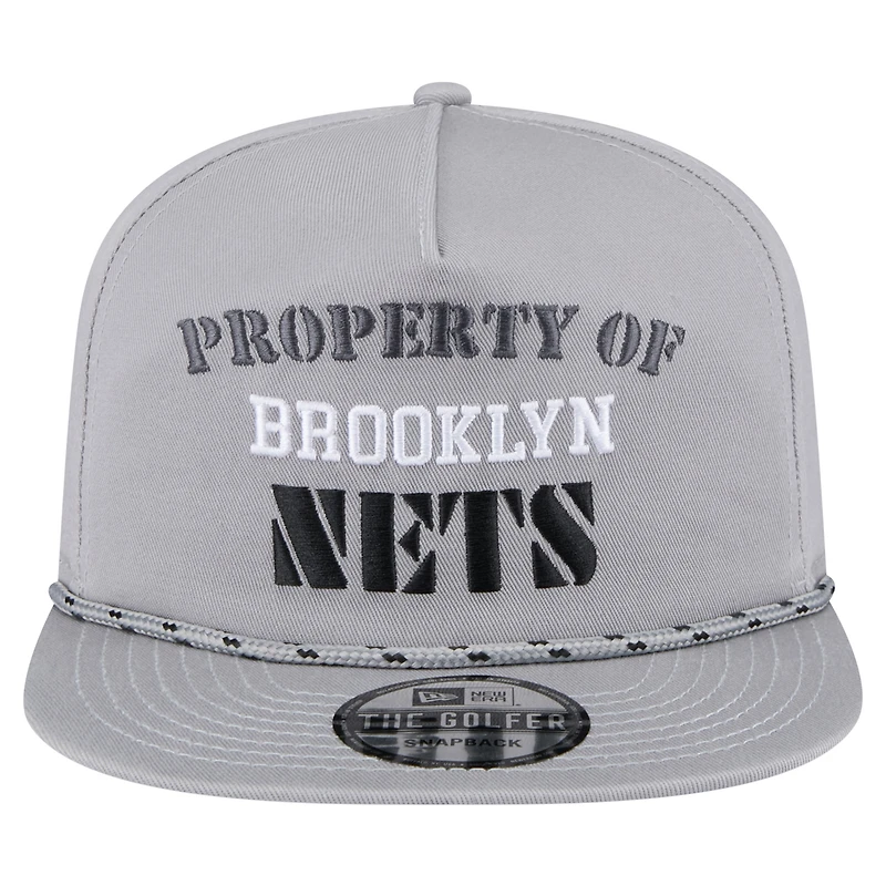 Casquette snapback grise New Era Brooklyn Nets Throwback Property Of Golfer pour homme