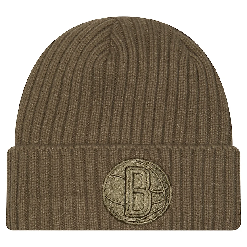 Bonnet à revers en tricot olive Brooklyn Nets Color Pack pour homme New Era
