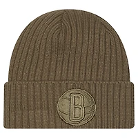 Bonnet à revers en tricot olive Brooklyn Nets Color Pack pour homme New Era