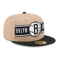 Casquette ajustée 59FIFTY Brooklyn Nets 2024 NBA Draft New Era pour homme, beige/noir