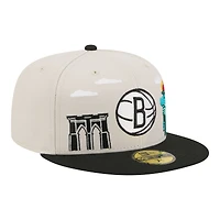 Men's New Era  Tan/Black Brooklyn Nets Localized City Icon 59FIFTY Fitted Hat