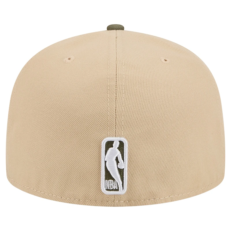 Men's New Era Tan Brooklyn Nets Color Pack Two-Tone 59FIFTY A-Frame Fitted Hat