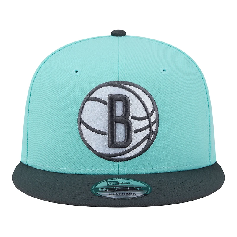 Men's New Era Turquoise/Charcoal Brooklyn Nets Color Pack Two-Tone 9FIFTY Snapback Hat