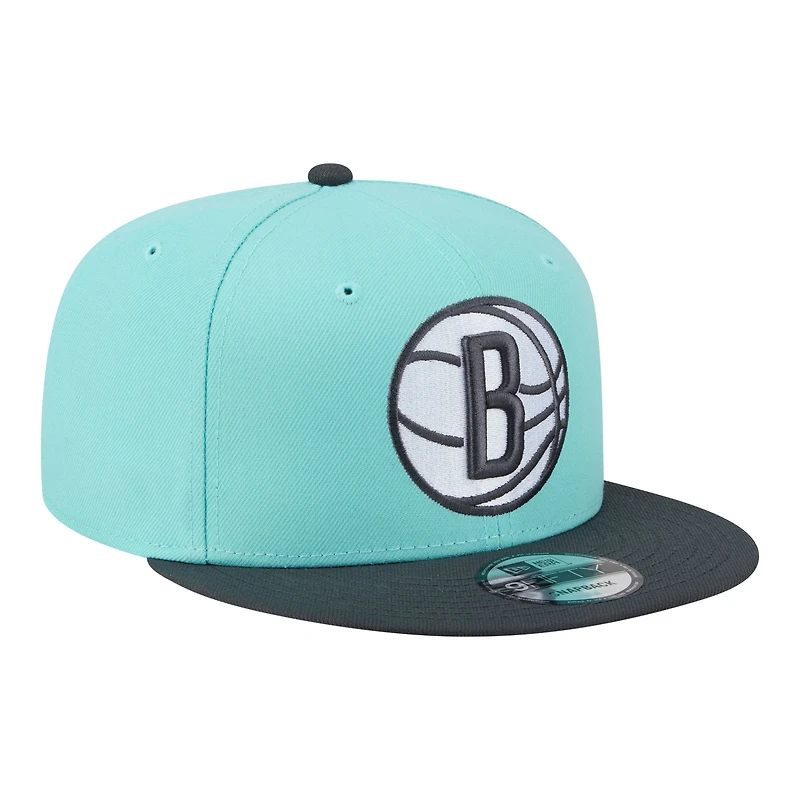 Men's New Era Turquoise/Charcoal Brooklyn Nets Color Pack Two-Tone 9FIFTY Snapback Hat