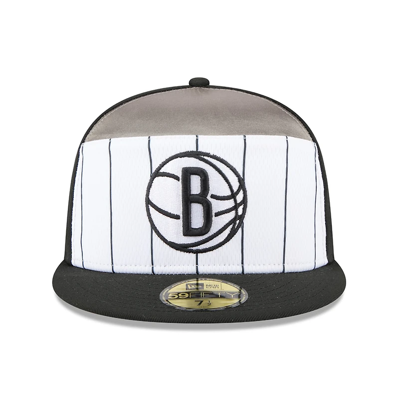 Men's New Era  White/Black Brooklyn Nets 2025 NBA Tip Off Split Panel 59FIFTY Fitted Hat
