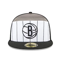 Men's New Era  White/Black Brooklyn Nets 2025 NBA Tip Off Split Panel 59FIFTY Fitted Hat