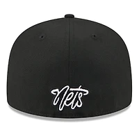 Men's New Era  White/Black Brooklyn Nets 2025 NBA Tip Off Split Panel 59FIFTY Fitted Hat