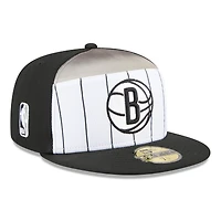 Men's New Era  White/Black Brooklyn Nets 2025 NBA Tip Off Split Panel 59FIFTY Fitted Hat