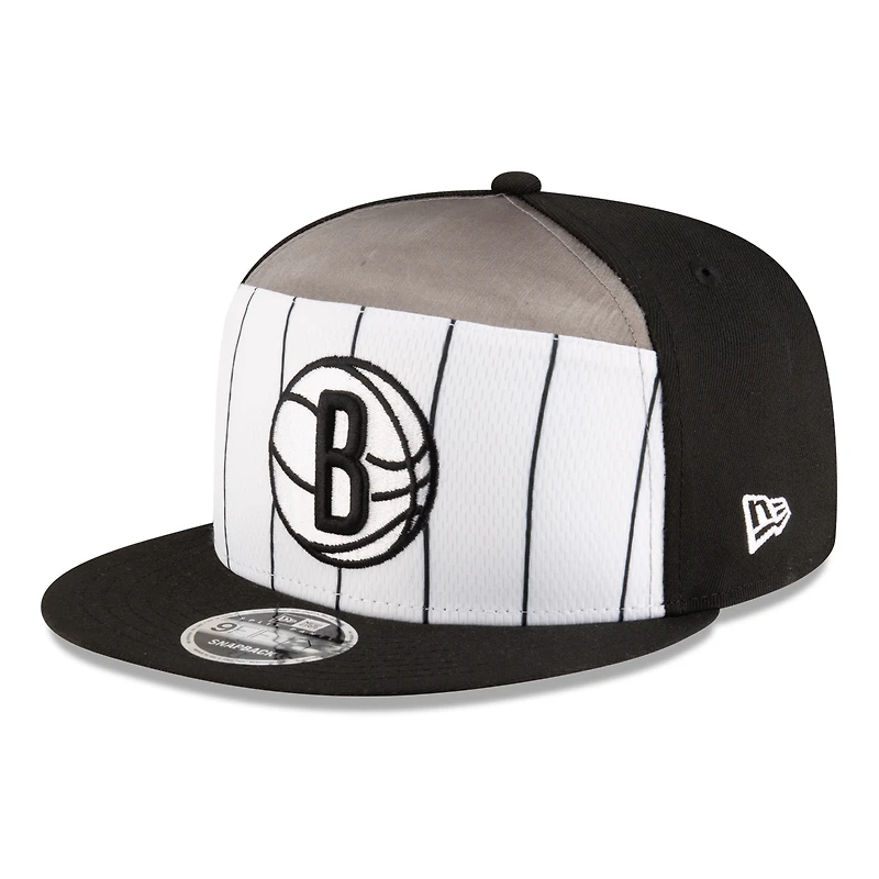 Casquette snapback 9FIFTY blanche/noire New Era pour homme, NBA Tip Off 2025, Brooklyn Nets