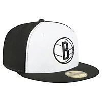Casquette ajustée New Era Brooklyn Nets Repeat 59Fifty blanche/noire pour homme
