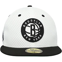 Casquette ajustée New Era Brooklyn Nets Throwback 2Tone 59FIFTY pour hommes, blanc/noir