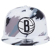 Men's New Era  White Brooklyn Nets Paint 9FIFTY Snapback Hat