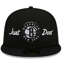 Men's New Era x Just Don Black Brooklyn Nets - Team 59FIFTY Fitted Hat