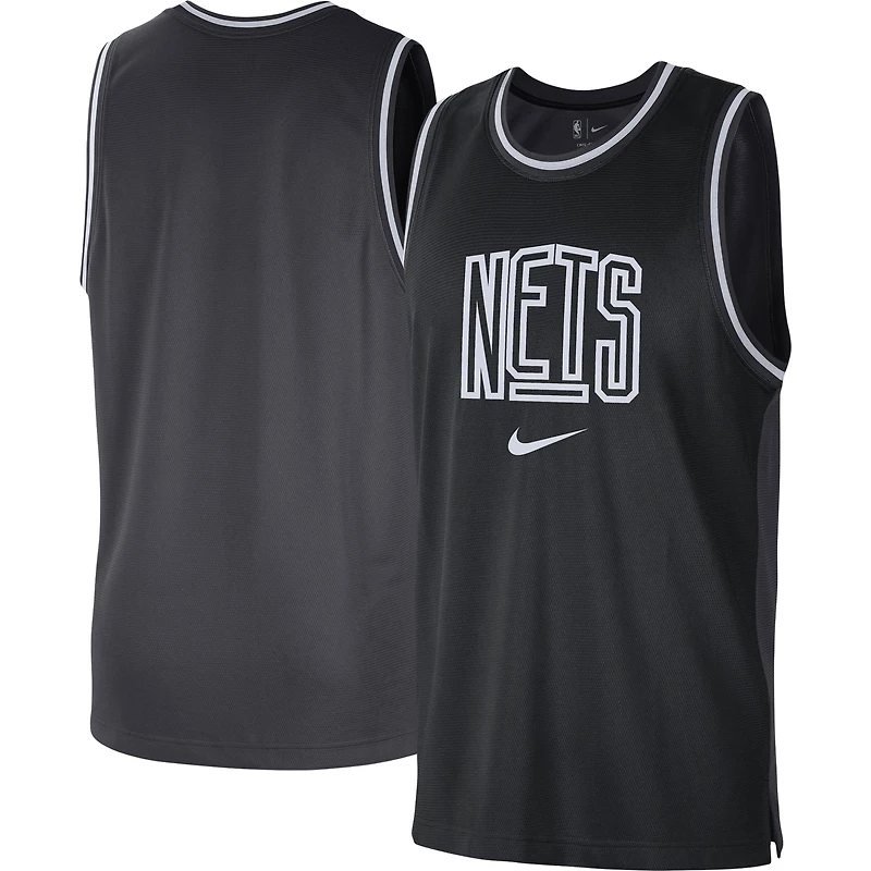 Men's Nike Black/Anthracite Brooklyn Nets Courtside Versus Force Split DNA Performance Mesh Tank Top