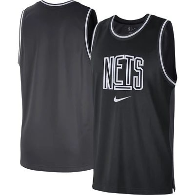 Men's Nike Black/Anthracite Brooklyn Nets Courtside Versus Force Split DNA Performance Mesh Tank Top