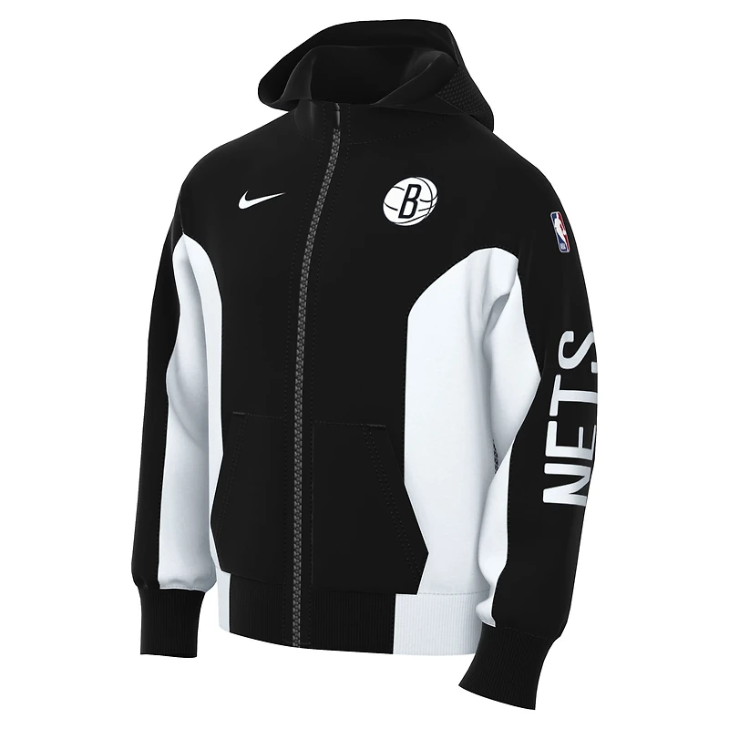 Sweat à capuche entièrement zippé Nike pour homme Brooklyn Nets 2023/24 Authentic Showtime noir