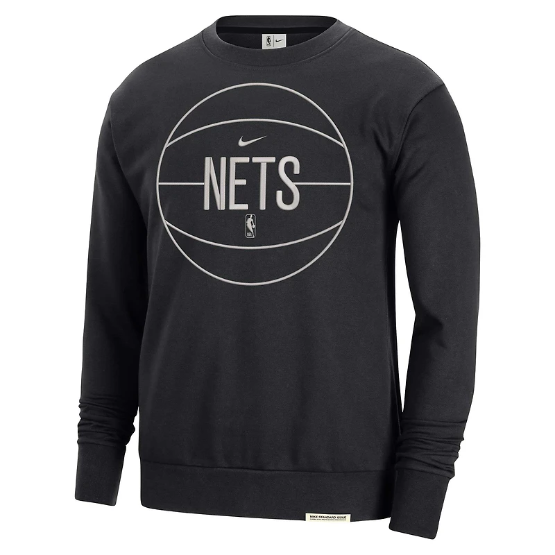 Men's Nike Black Brooklyn Nets 2023/24 Authentic Standard Issue Travel Performance Pullover Sweatshirt