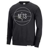Men's Nike Black Brooklyn Nets 2023/24 Authentic Standard Issue Travel Performance Pullover Sweatshirt