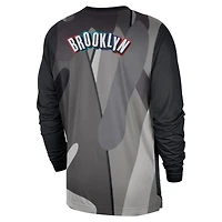 T-shirt de tir à manches longues Nike Brooklyn Nets 2024/25 City Edition Authentic Pregame Performance pour homme Noir