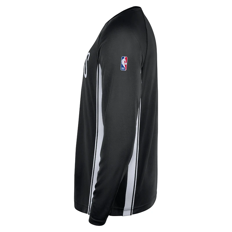 Maillot de tir Nike noir à manches longues Brooklyn Nets 2025/26 Authentic Pre-Game Legend Dri-FIT pour homme